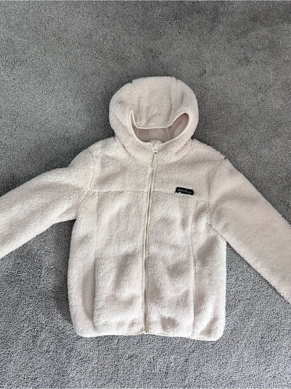 Eddie Bauer kids quest fleece hooded zip-up jacket size S(7/8) bone/off white